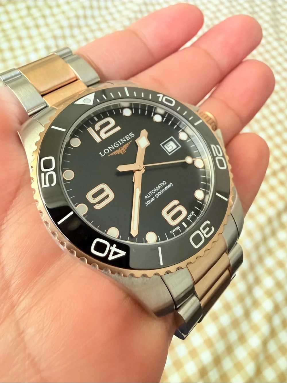 🥝Longines HydroConquest 43mm Two-Tone Black/Gold (Ref. L3.782.3.56.7) - Full Set